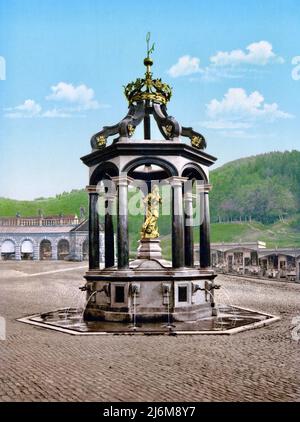 Fontana di Maria, Abbazia di Einsiedeln, Einsiedeln, Schwyz, Svizzera. Foto Stock