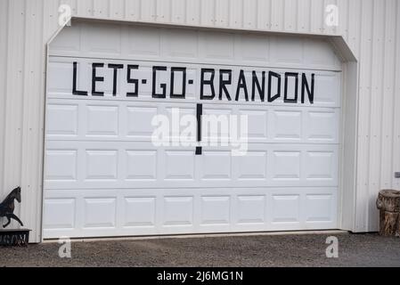 Lascia segno di Go Brandon su un garage a Joseph, Oregon. Foto Stock