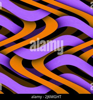 Sfondo luminoso a linee curve multicolore. Motivo ondulato lucido. Illustrazione psichedelica astratta. 3d rendering Foto Stock