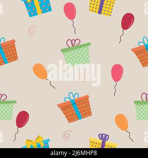 Diverse confezioni regalo modello senza cuciture. Scatole regalo con baloon. Illustrazione Vettoriale