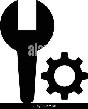 Set di icone per silhouette a chiave e a ingranaggi. Personalizzazione e modifica. Vettore modificabile. Illustrazione Vettoriale