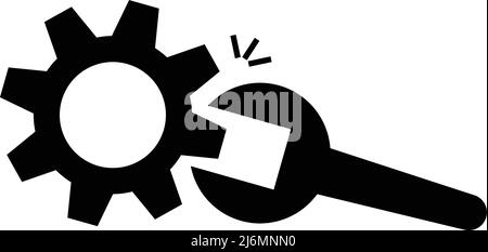 Icona di una chiave che gira un ingranaggio. Icona di personalizzazione. Vettore modificabile. Illustrazione Vettoriale