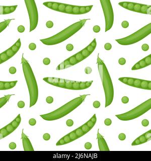 Motivo senza giunture con piselli verdi, illustrazione vettoriale Illustrazione Vettoriale