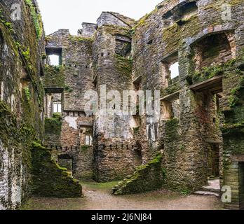 Panorama di Berry Pomeroy Castello, Totnes Devon, Inghilterra Foto Stock