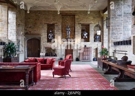 Vista sul castello di Broughton della Great Hall Foto Stock