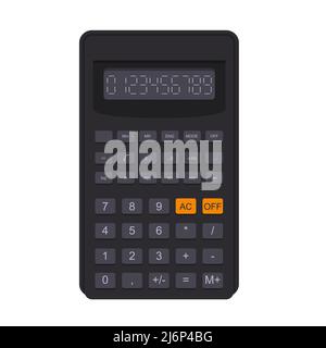 Calcolatrice multifunzionale in stile piatto. Elettronica per calcolo, contabilità, matematica. Calcolatrice scolastica in stile design piatto. È Illustrazione Vettoriale
