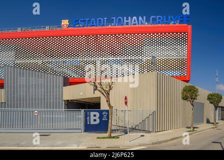 Esterno dello stadio Johan Cruyff nel campo di allenamento del FC Barcelona, a Sant Joan Despí (Baix Llobregat, Barcellona, Catalogna, Spagna) Foto Stock