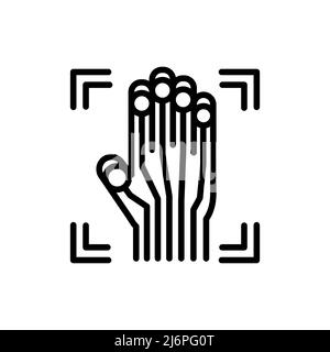 Palm Print Scan fornisce l'icona della linea a colori per l'accesso di sicurezza. ID e persona di verifica. Illustrazione Vettoriale