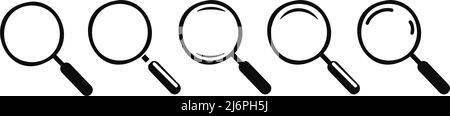 Set di lente di ingrandimento modificabile vettore zoom icona di ricerca simbolo motore di ricerca UX design Illustrazione Vettoriale
