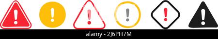 punto esclamativo simbolo di avvertimento arancione e rosso arresto triangolo simbolo di pericolo tratto modificabile Illustrazione Vettoriale