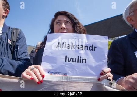 3 maggio 2022, Roma, RM, Italia: Sit-in presso l'Ambasciata della Federazione Russa a Roma in occasione della Giornata Mondiale della libertà di stampa (Credit Image: © Matteo Nardone/Pacific Press via ZUMA Press Wire) Foto Stock