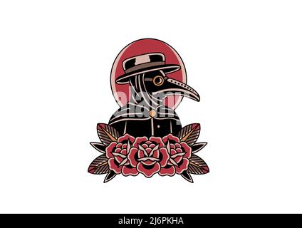 Vecchio tatuaggio scuola ispirato grafico design targa medico Foto Stock