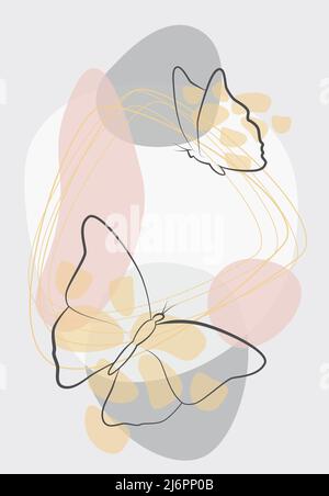 butterfly insetto vettore arte linea isolato doodle illustrazione. boho. Illustrazione Vettoriale