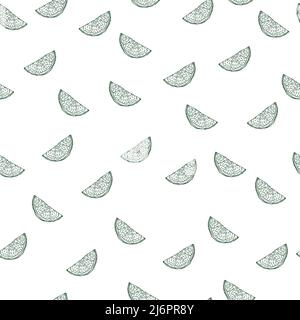 Limone inciso con motivo senza cuciture. Pezzo di fondo vintage limone o lime in stile disegnato a mano. Texture vettoriale a colori ripetuti per la stampa, fab Illustrazione Vettoriale
