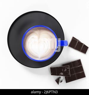 caffè con cioccolato su sfondo bianco 3d modello concept render . Foto Stock