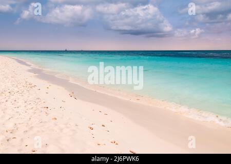 Bellissima Eagle Beach sull'isola di Aruba. Foto Stock