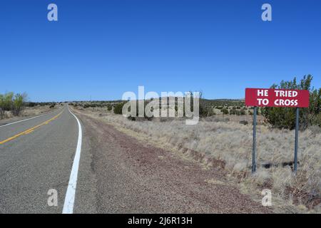 Leggendaria pubblicità Burma Shave sulla Route 66 Foto Stock