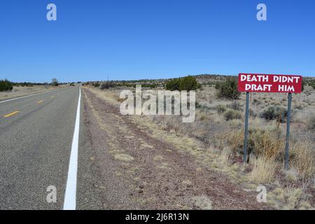 Leggendaria pubblicità Burma Shave sulla Route 66 Foto Stock