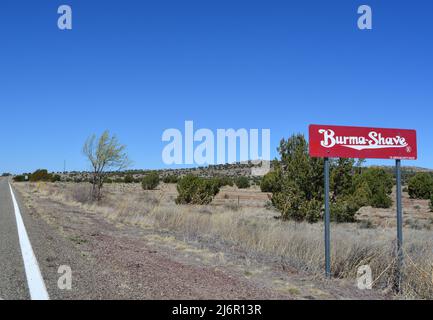 Leggendaria pubblicità Burma Shave sulla Route 66 Foto Stock