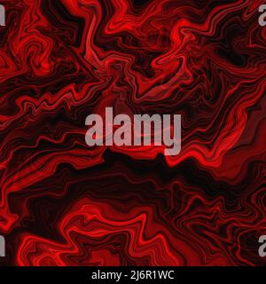 Psichedelico astratto colorato sfondo rosso e nero. Consistenza liquida. Foto Stock