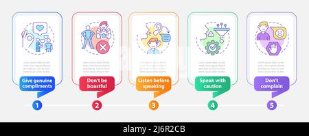 Modello infografico rettangolo regole di etiquette di base Illustrazione Vettoriale