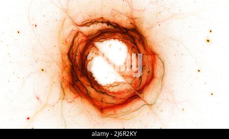 Fiery forma di disco di accrescimento con campo di forza su bianco, sfondo astratto generato dal computer, rendering 3D Foto Stock