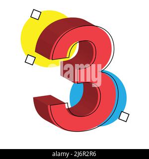 3d numero rosso 03. illustrazione vettoriale. eps 10 Illustrazione Vettoriale
