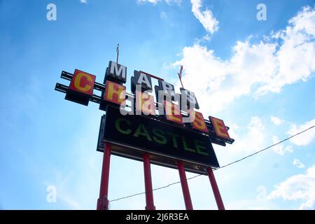 Cartello Mars Cheese Castle, all'uscita dell'autostrada 94 a Kenosha, Wisconsin. Foto Stock