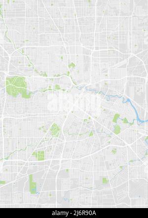 Mappa della città Houston, piano dettagliato a colori, illustrazione vettoriale Illustrazione Vettoriale
