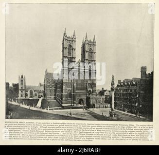 Antica fotografia di Westminster Abbey, Londra del 19th secolo Foto Stock