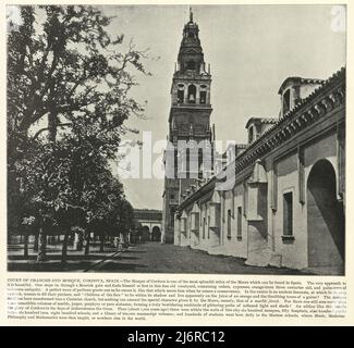 Foto Antquie della Corte di arance e moschea, Cordova, Spagna, 19th secolo Foto Stock