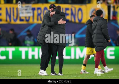 Villarreal, Spagna. 03rd maggio 2022. L'allenatore di Liverpool Jurgen Klopp celebra a tempo pieno l'allenatore di Liverpool FC Jurgen Klopp celebrando la vittoria durante la partita della UEFA Champions League tra Villarreal CF e Liverpool FC disputata al la Ceramica Stadium il 3 maggio 2021 a Villarreal, Spagna. (Foto di Colas Buera / PRESSINPHOTO) Credit: PRESSINPHOTO SPORTS AGENCY/Alamy Live News Foto Stock
