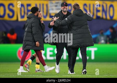Villarreal, Spagna. 03rd maggio 2022. L'allenatore di Liverpool Jurgen Klopp celebra a tempo pieno l'allenatore di Liverpool FC Jurgen Klopp celebrando la vittoria durante la partita della UEFA Champions League tra Villarreal CF e Liverpool FC disputata al la Ceramica Stadium il 3 maggio 2021 a Villarreal, Spagna. (Foto di Colas Buera / PRESSINPHOTO) Credit: PRESSINPHOTO SPORTS AGENCY/Alamy Live News Foto Stock