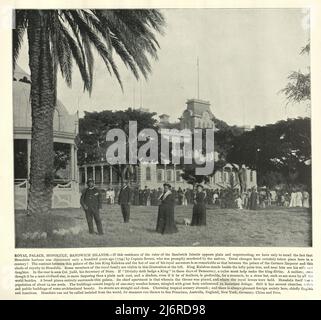 Foto antica del Palazzo reale, Honolulo, Isole Sandwich, 19th secolo Foto Stock