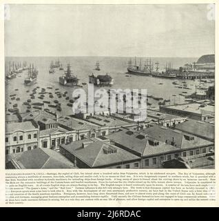 Antica fotografia di Porto di Valparaiso, Cile, 19th secolo Foto Stock