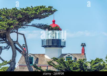 Il faro di Pino Point. Pacific Grove, California, Stati Uniti. Foto Stock