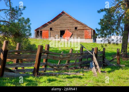 Follsom Farm Barn, Fishtrap Recreation Area, Spokane District Bureau of Land Management, Washington Foto Stock