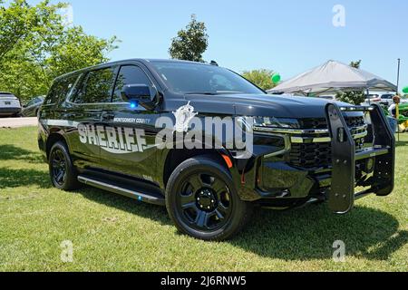 Polizia nera o forze dell'ordine o SUV sceriffo parcheggiato in mostra a Montgomery Alabama, USA. Foto Stock