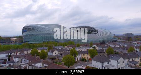 Famoso stadio AVIVA a Dublino vista aerea - DUBLINO, IRLANDA - 20 APRILE 2022 Foto Stock