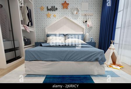 Moderna camera per bambini, 3D rendering. Foto Stock