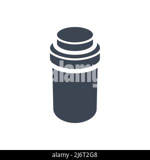 Pills flacone relativo Vector Glyph icona. Farmaci. Pills bottiglia segno isolato su sfondo bianco Illustrazione Vettoriale