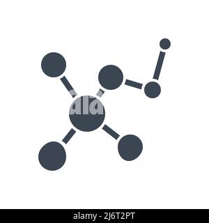 Icona glifo vettoriale correlato alla molecola. Segno della molecola. Isolato su sfondo bianco. Illustrazione vettoriale modificabile Illustrazione Vettoriale