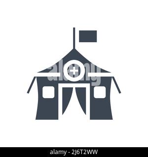 Icona glifo vettoriale correlato a tenda medica. Cartello per tenda medica. Isolato su sfondo bianco. Illustrazione vettoriale modificabile Illustrazione Vettoriale