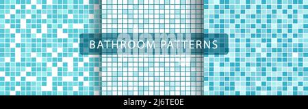 Bagno quadrato senza cuciture. Illustrazione del set di vettori blu. Illustrazione Vettoriale