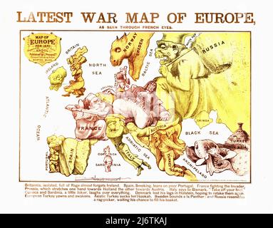 Ultima mappa della guerra d'Europa Foto Stock