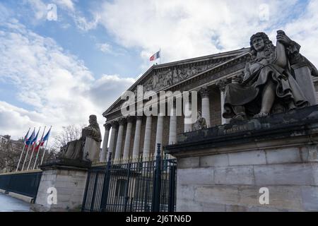 PARIGI, FRANCIA - l'assemblea nazionale francese (l'Assemblée nazionale). Chiamato anche Palais Bourbon, parlamento francese. Foto Stock