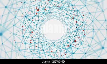 Sfondo poligonale vettoriale astratto con linee e punti connessi che formano un cerchio, Big data rete visualizzazione concetto di elaborazione applicazione sof Illustrazione Vettoriale