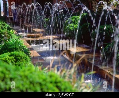 PATIO DE LA ACEQUIA-SURTIDORES DE AGUA-. Località: ALHAMBRA-GENERALIFE. GRANADA. SPAGNA. Foto Stock