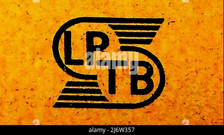 1933 logo London Passenger Transport Board. Formato il 1st 1922 luglio. Dal 1933 al 1948 è stata l'organizzazione responsabile del trasporto pubblico locale di Londra e dei suoi dintorni. Era generalmente noto come London Transport. Foto Stock