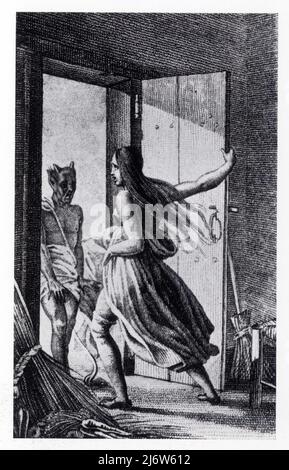 Deseune.le Diable de Papefiguière.gravure de Dulompré. Foto Stock